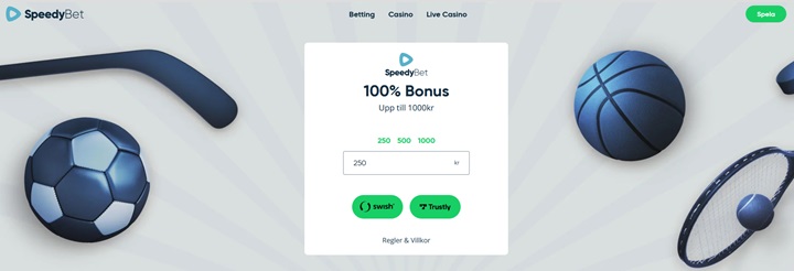 SpeedyBet oddsbonus 100% upp till 1000 kr – så här fungerar det